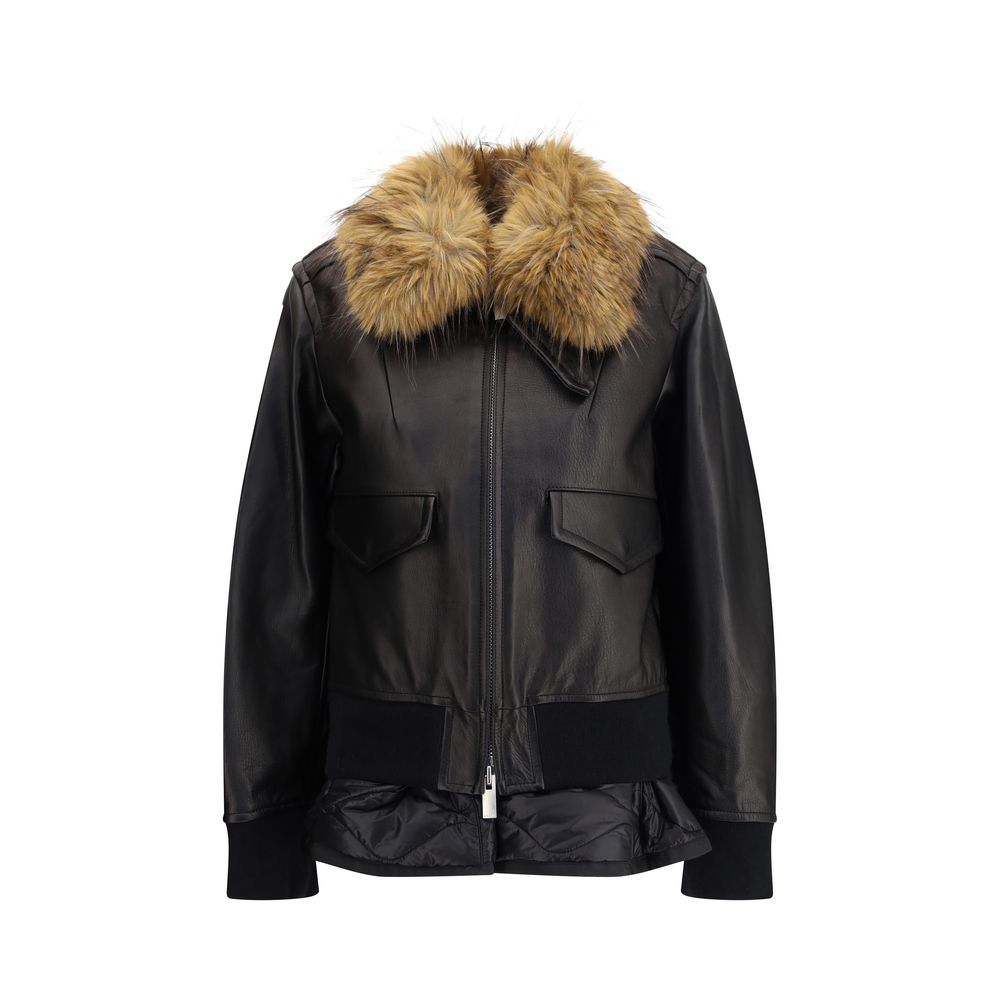 Sacai Black Leather Jacket