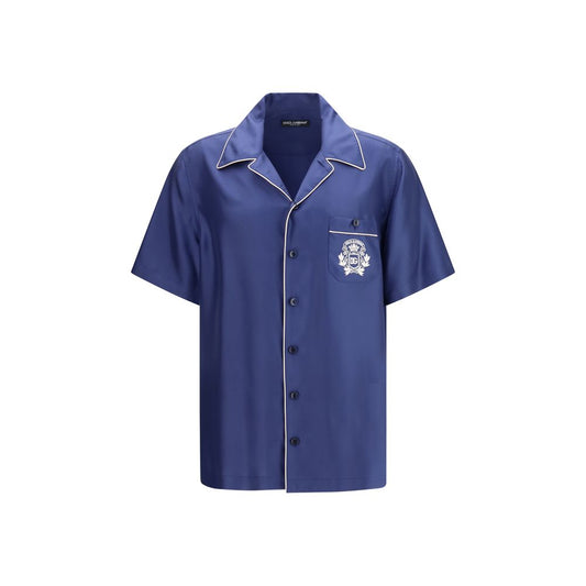 Dolce & Gabbana Blue Silk Shortsleeve Shirt