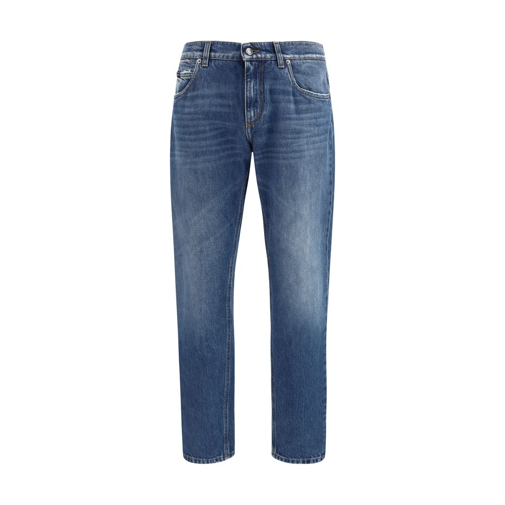 Dolce & Gabbana Blue Cotton Straight-Leg Jeans