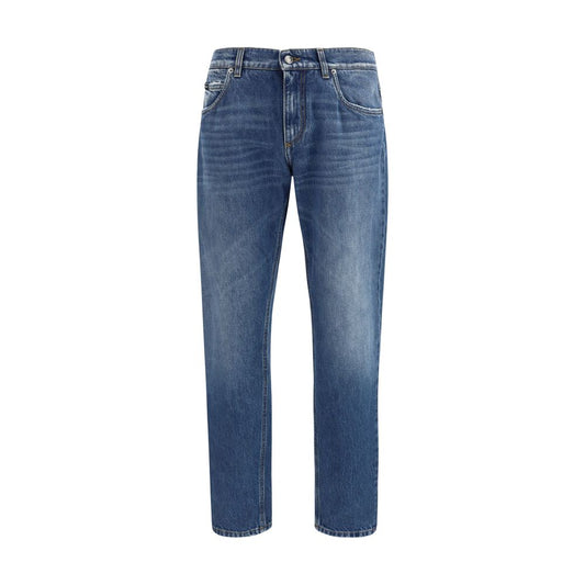 Dolce & Gabbana Blue Cotton Straight-Leg Jeans