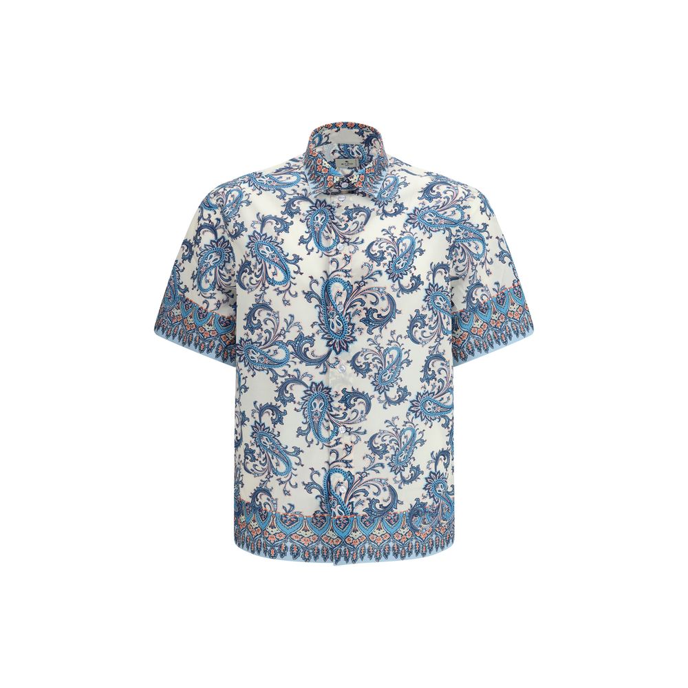 Etro Blue Cotton Pattern Shirt