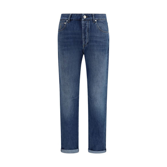 Brunello Cucinelli Blue Cotton Straight-Leg Jeans