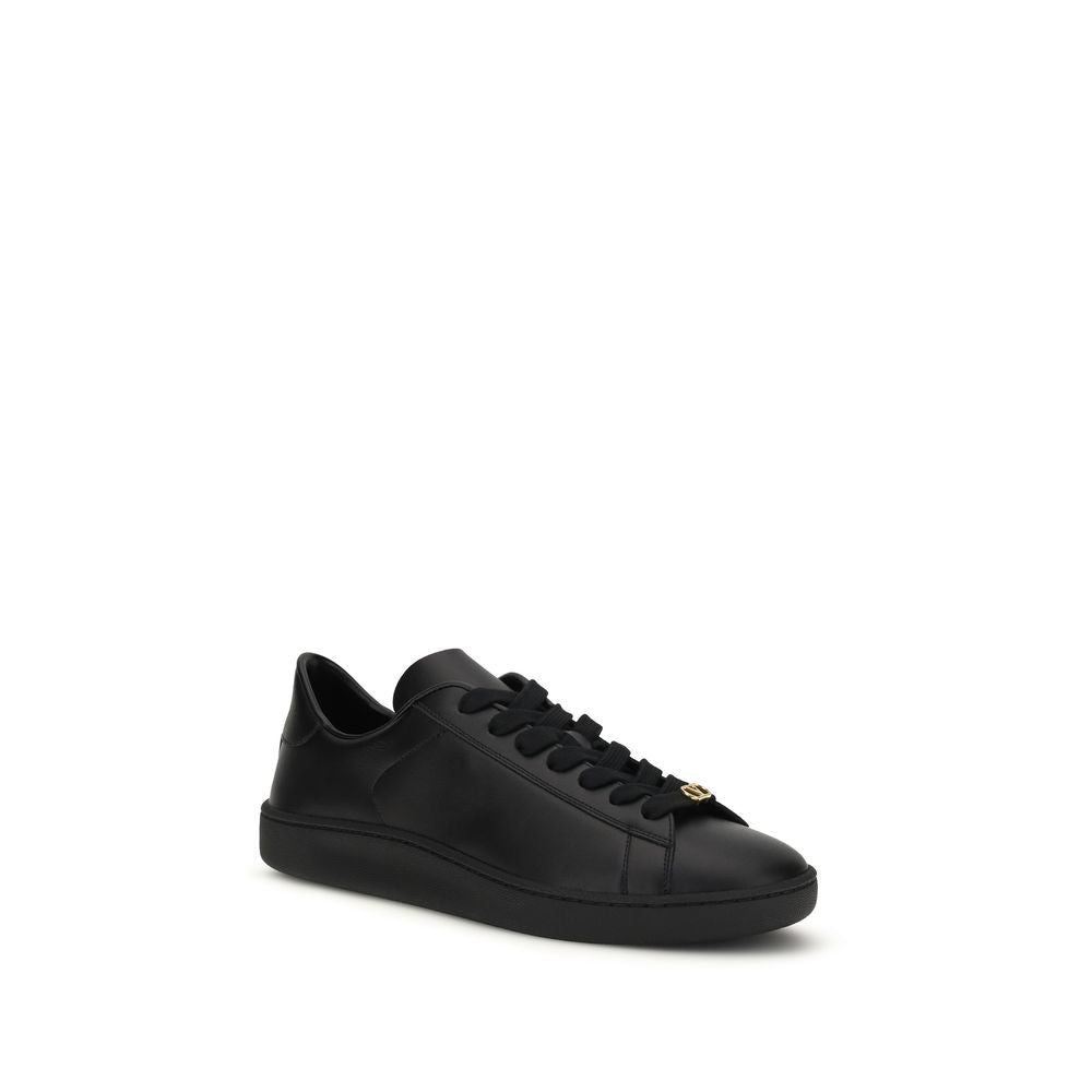 Valentino Garavani Black Calf Leather Bos Taurus Sneakers