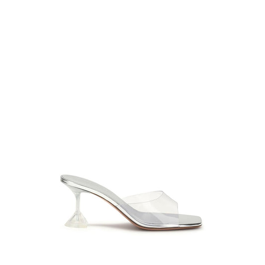 Amina Muaddi Silver Pvc Stiletto Heel Sandals