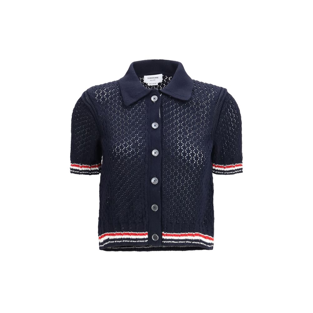 Thom Browne Blue Cotton Cardigan