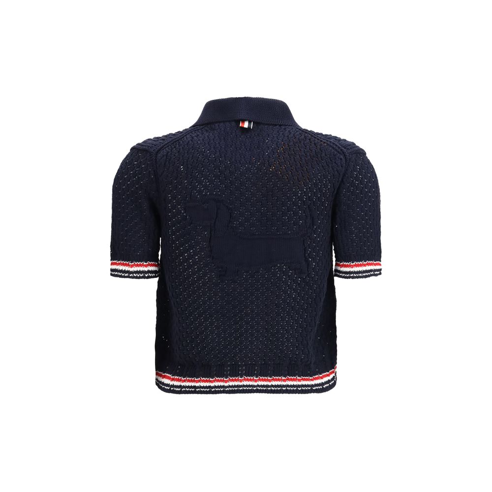 Thom Browne Blue Cotton Cardigan