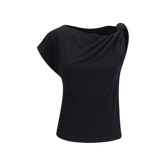 PINKO Black Cotton Sleeveles T-Shirt