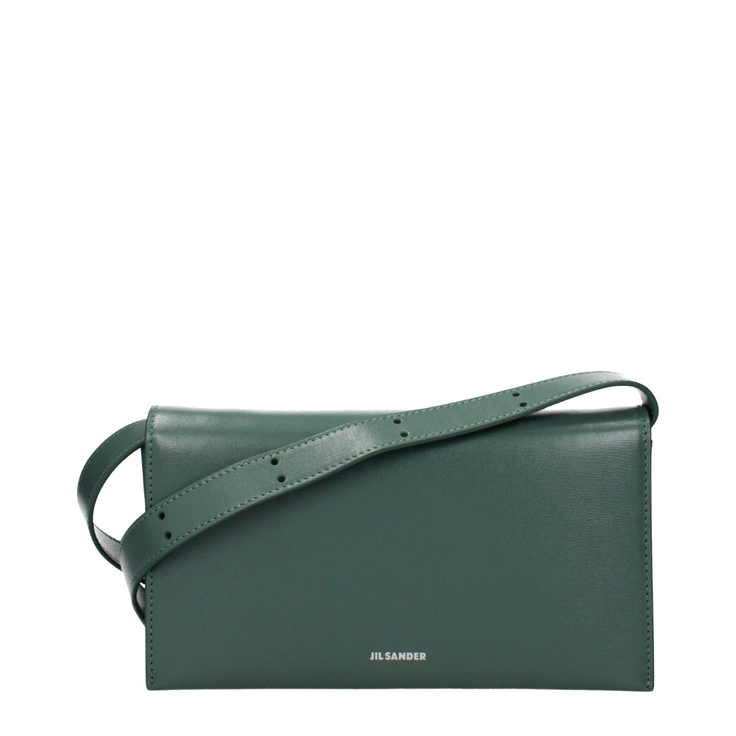 Jil Sander Green Leather Clutch Bag