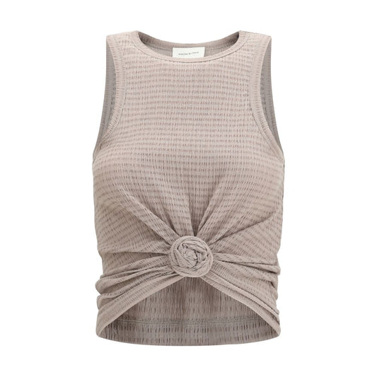 Magda Butrym Beige Lyocell Sleeveles T-Shirt