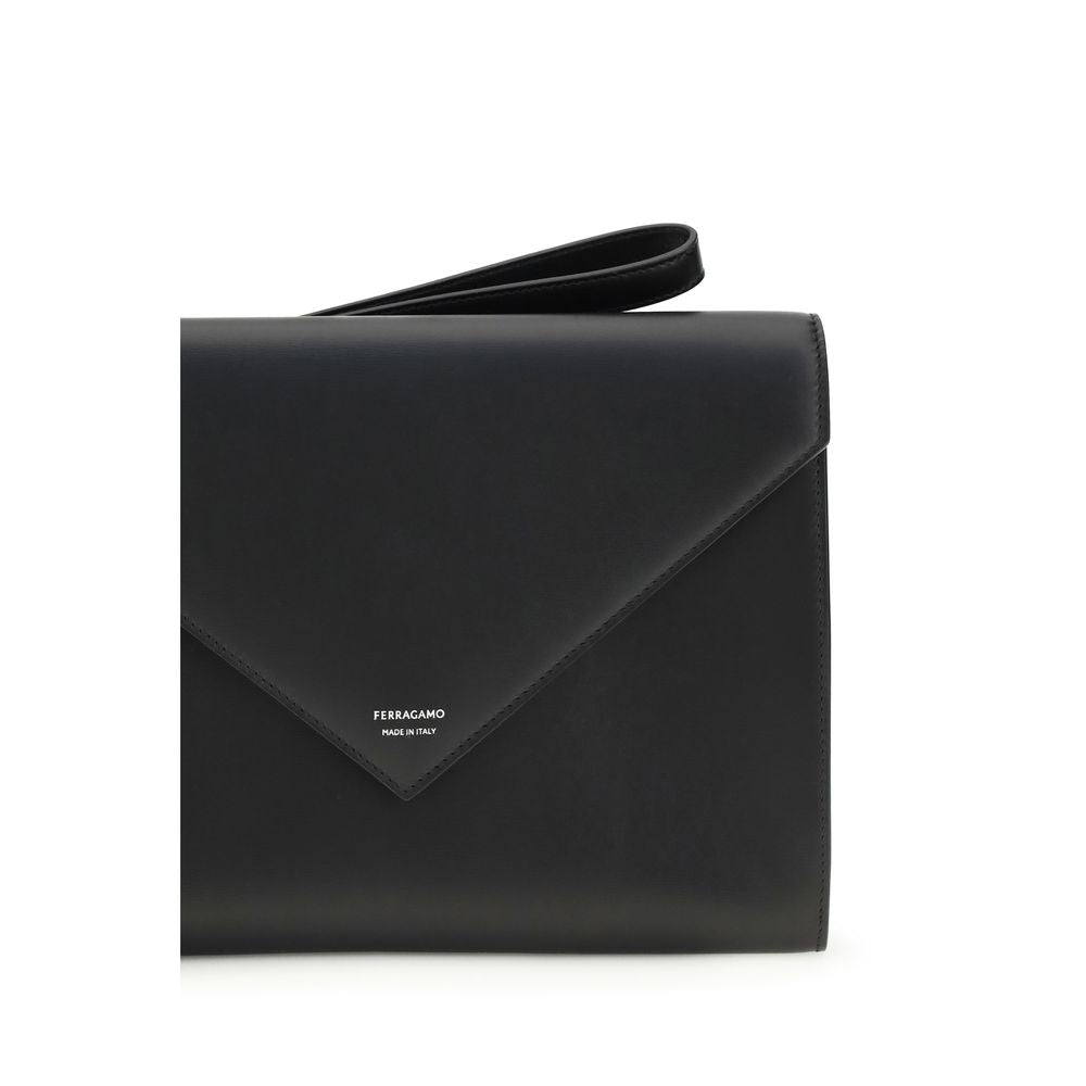 Ferragamo Black Calf Leather Bos Taurus Wallet