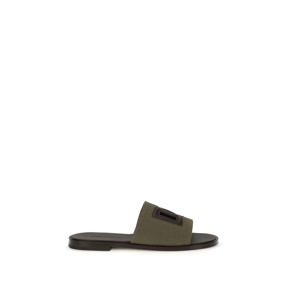 Dolce & Gabbana Bicolor Canvas Flat Sandals