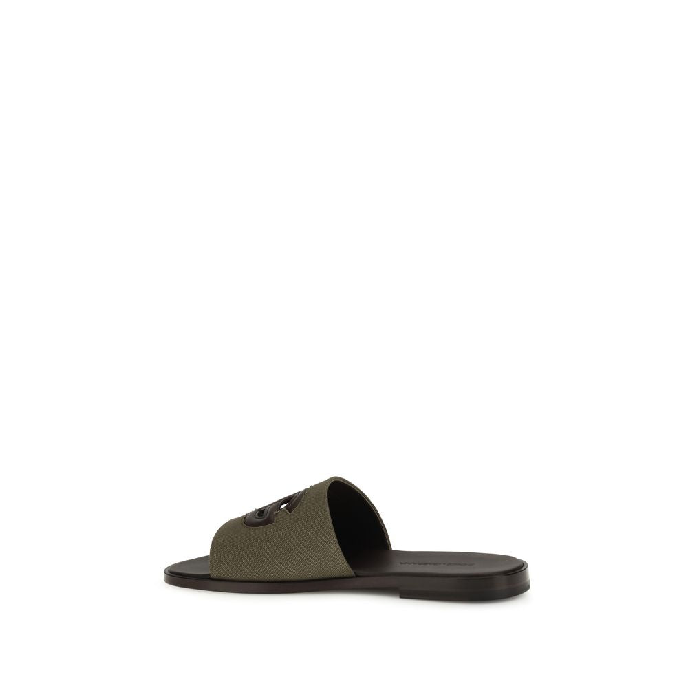 Dolce & Gabbana Bicolor Canvas Flat Sandals