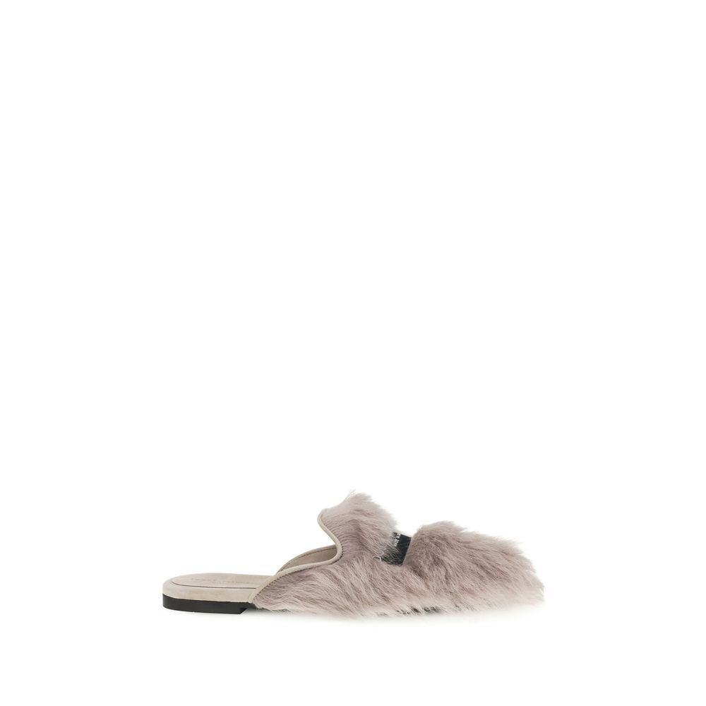 Dolce & Gabbana Gray Lamb Ovis Aries Aries Mules
