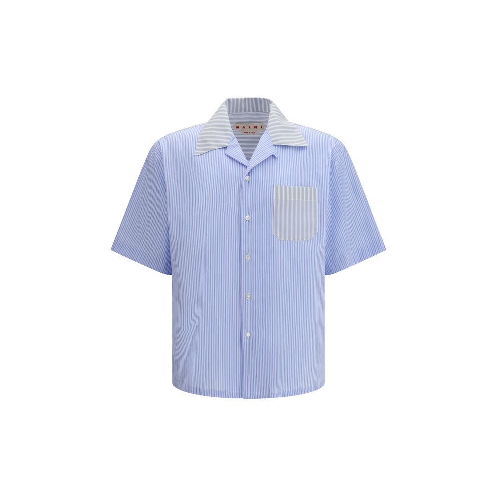 Marni Blue Cotton Pattern Shirt