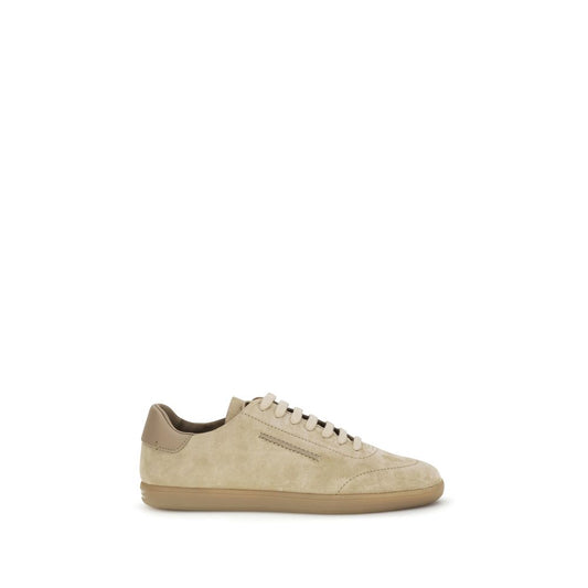 ZEGNA Beige Calf Leather Bos Taurus Low Top Sneakers