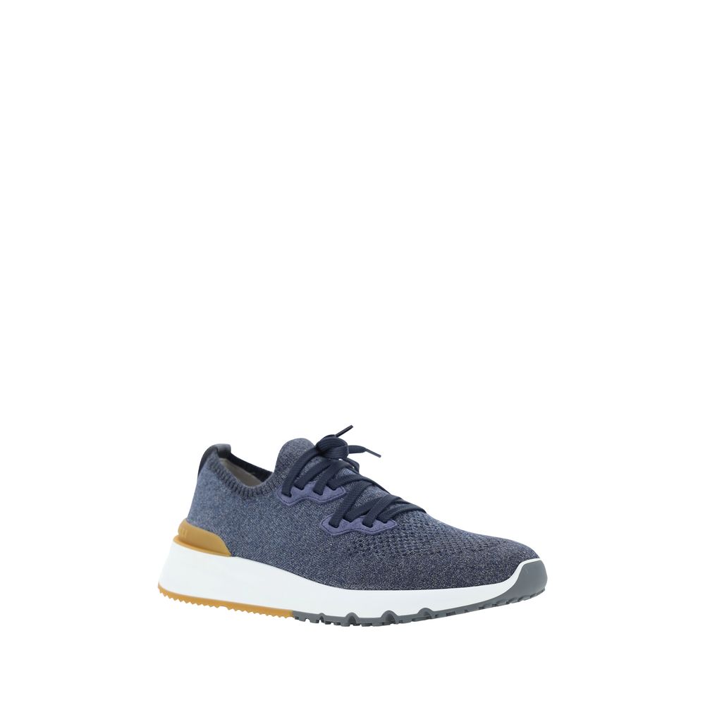 Brunello Cucinelli Blue Cotton Athletic Sneakers