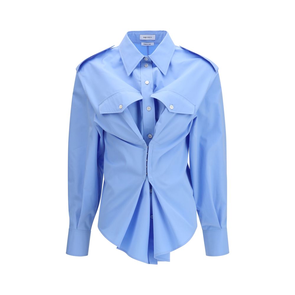 Alexander McQueen Blue Cotton Dress Shirt