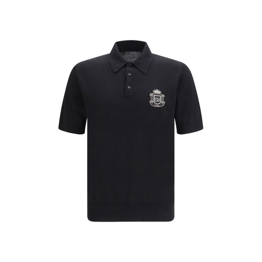 Dolce & Gabbana Black Cotton Polo Shirt