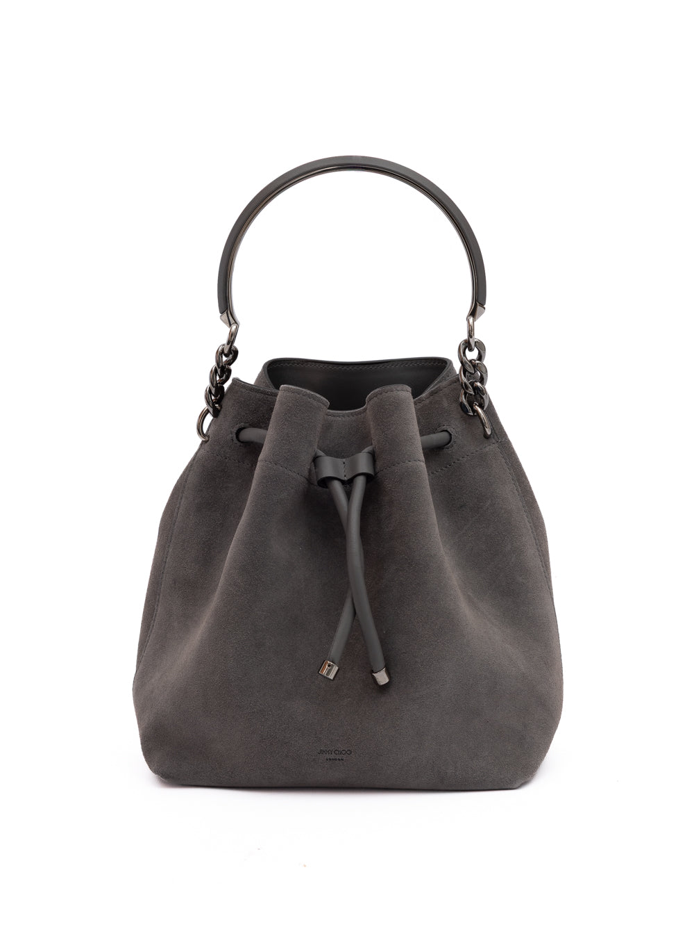 Jimmy Choo Dark Grey Bon Bon Suede Bucket