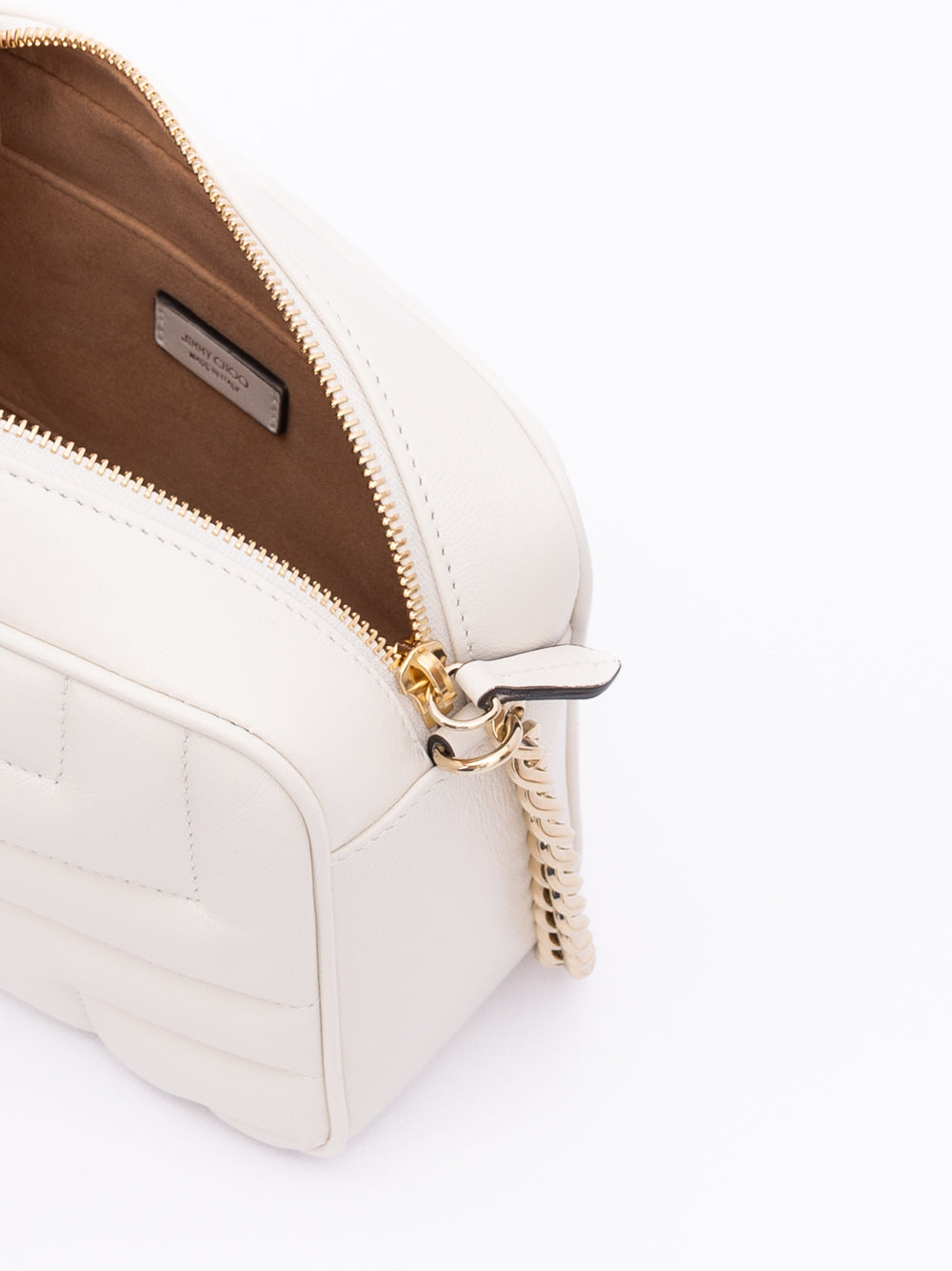 Jimmy Choo White Leather Avenue Camera Crossbody Bag