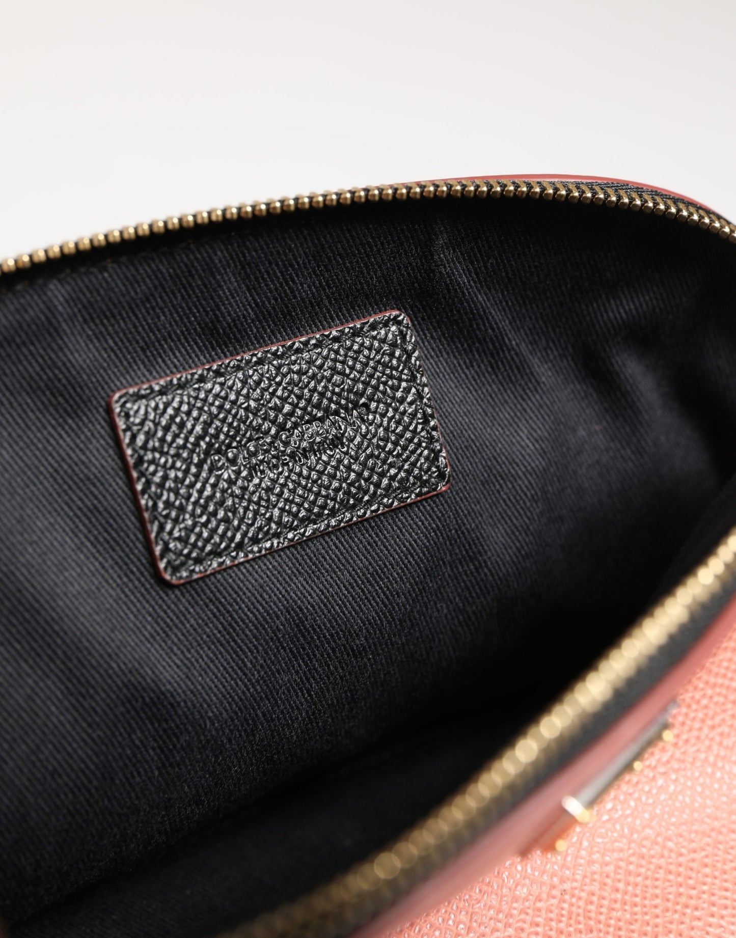 Dolce & Gabbana Beige Leather DG Logo Zip Around Hand Purse Pouch Wallet