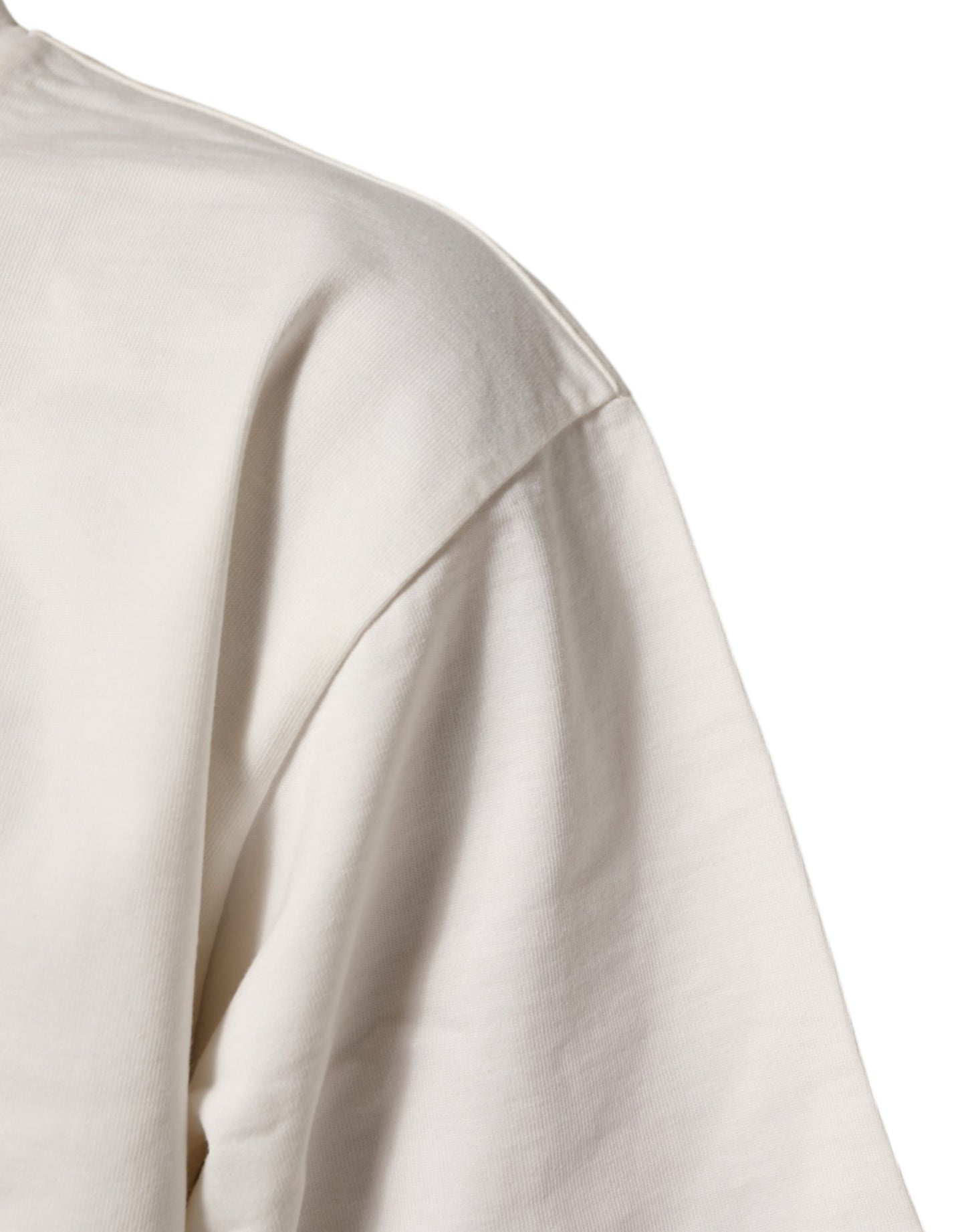 Dolce & Gabbana White Cotton Logo Print Men Crewneck T-shirt