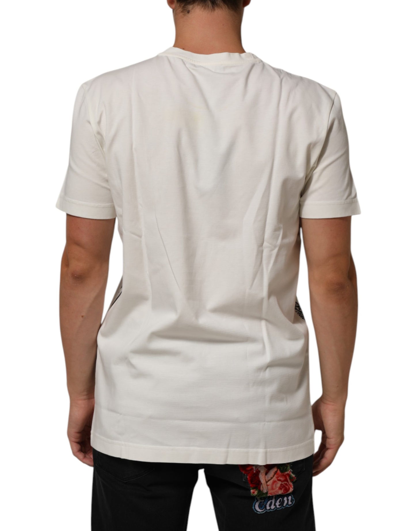 Dolce & Gabbana White Cotton Bandana Print CrewNeck T-shirt