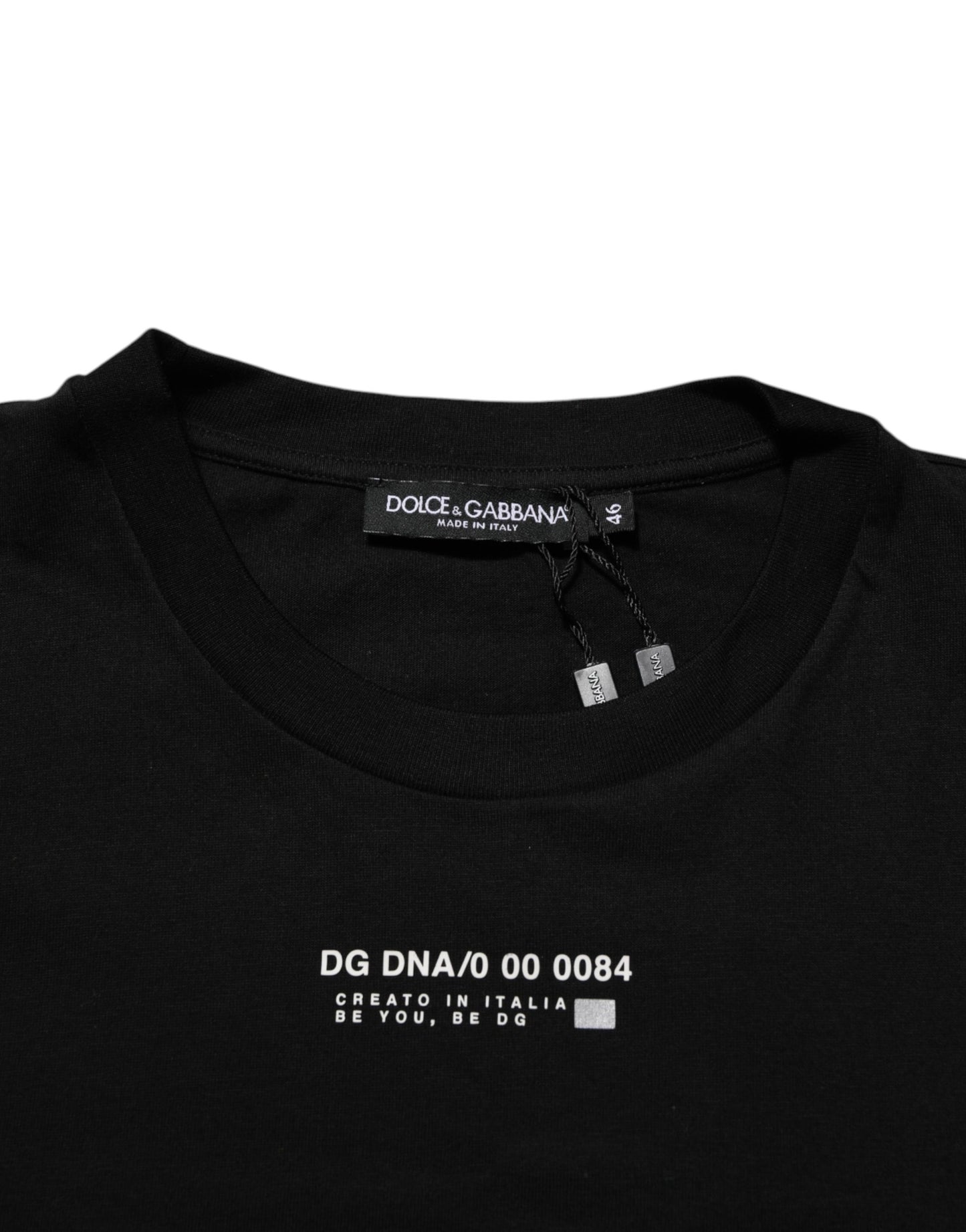Dolce & Gabbana Black Statement Cotton Crew Neck Men T-shirt