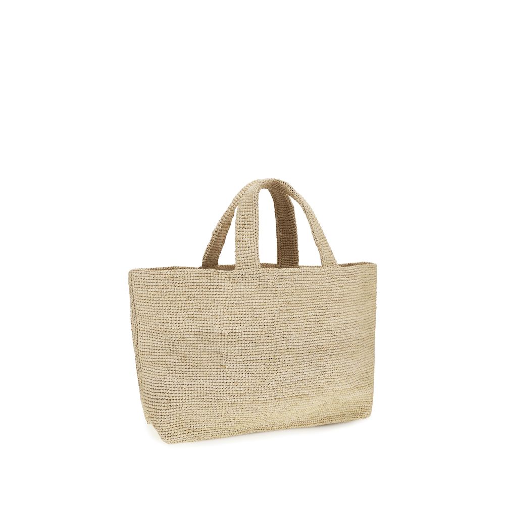 Manebi Beige Raffia Handbag