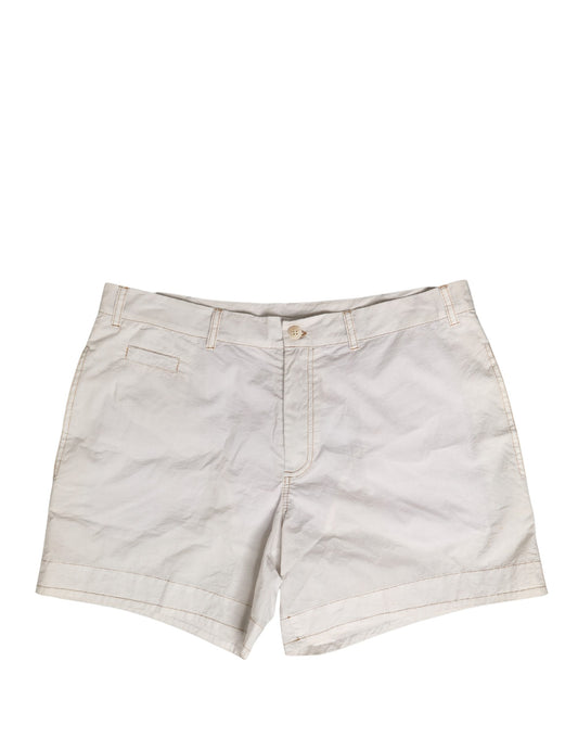 Dolce & Gabbana White Cotton Mid Waist Chino Bermuda Shorts