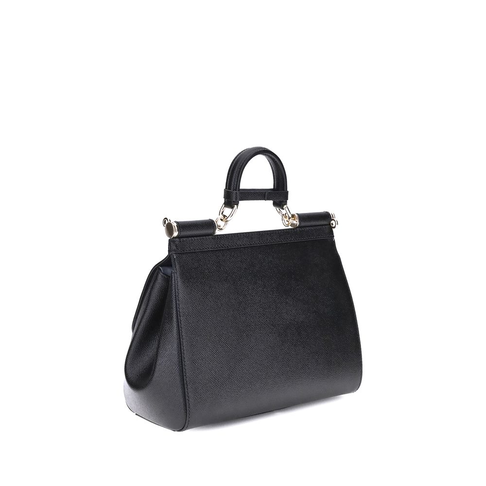 Dolce & Gabbana Black Calf Leather Bos Taurus Handbag