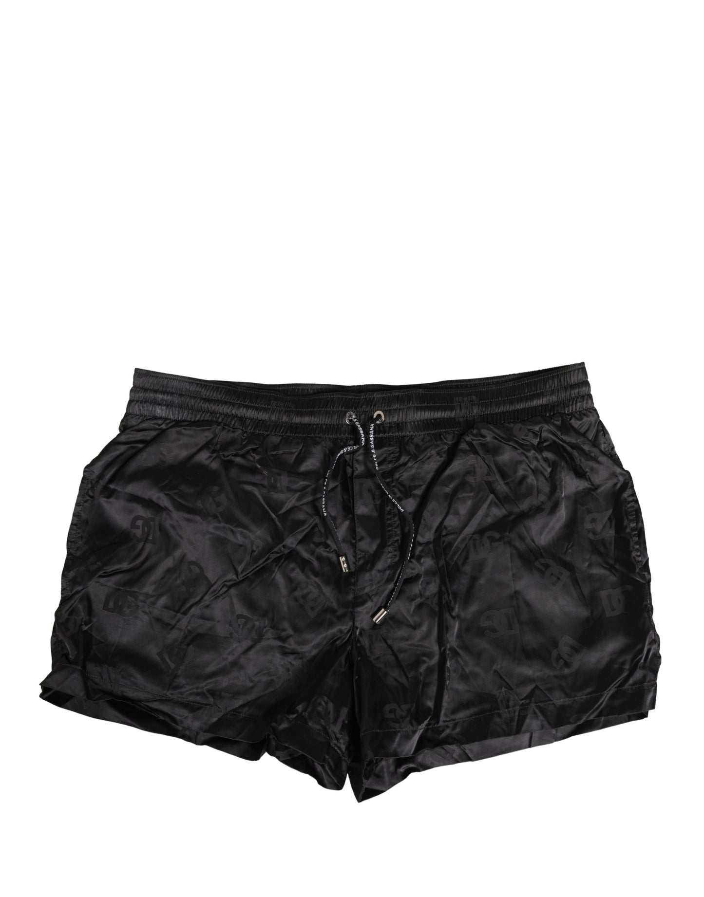 Dolce & Gabbana Black Logo Drawstring Beachwear Shorts Swimwear