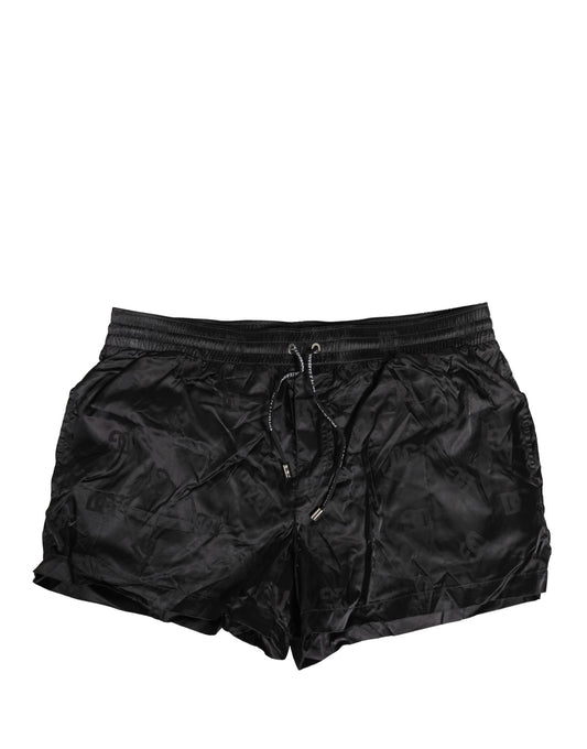 Dolce & Gabbana Black Logo Drawstring Beachwear Shorts Swimwear