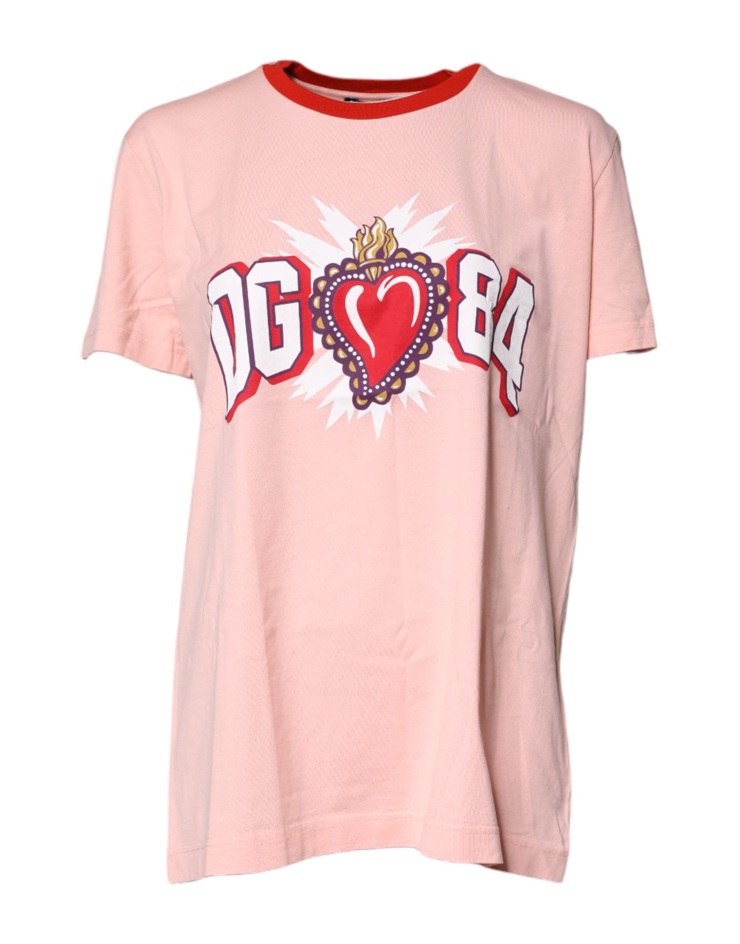Dolce & Gabbana Pink DG 84 Sacred Heart Print Cotton T-shirt