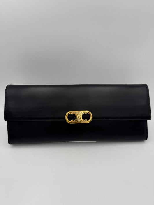 Celine CELINE TRIOMPHE Black Clutch
