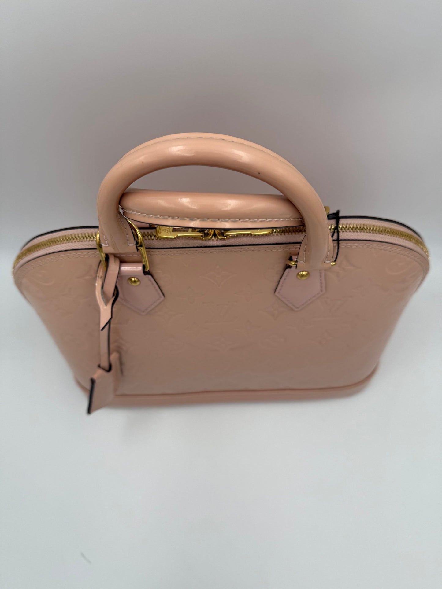 Louis Vuitton LOUIS VUITTON Alma MM Pink Patent Monogram Handbag