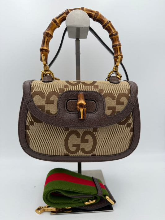 Gucci GUCCI BAMBOO 1947 GG Canvas Handbag