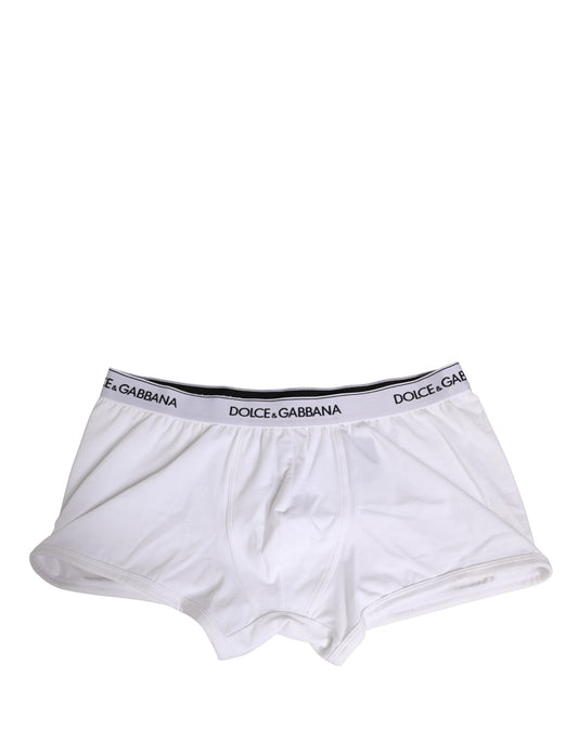 Dolce & Gabbana White Cotton Logo Waistband Regular Boxer Underwear