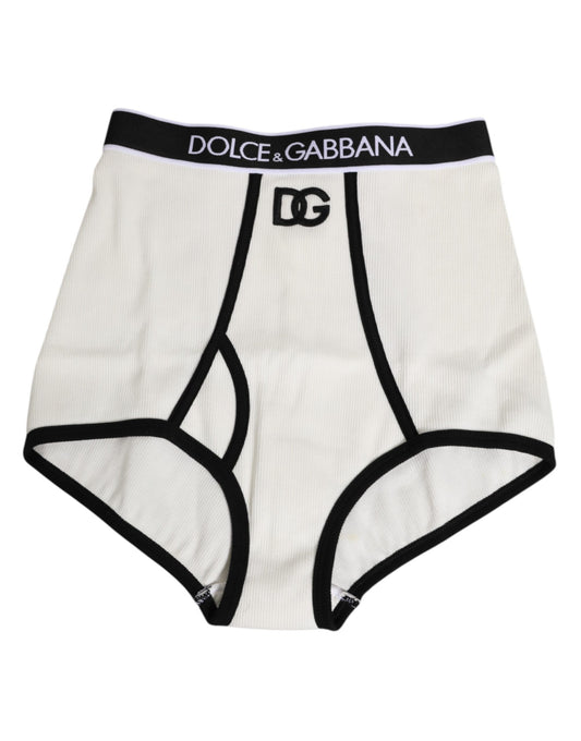Dolce & Gabbana White Cotton Logo Waistband Culotte  Underwear