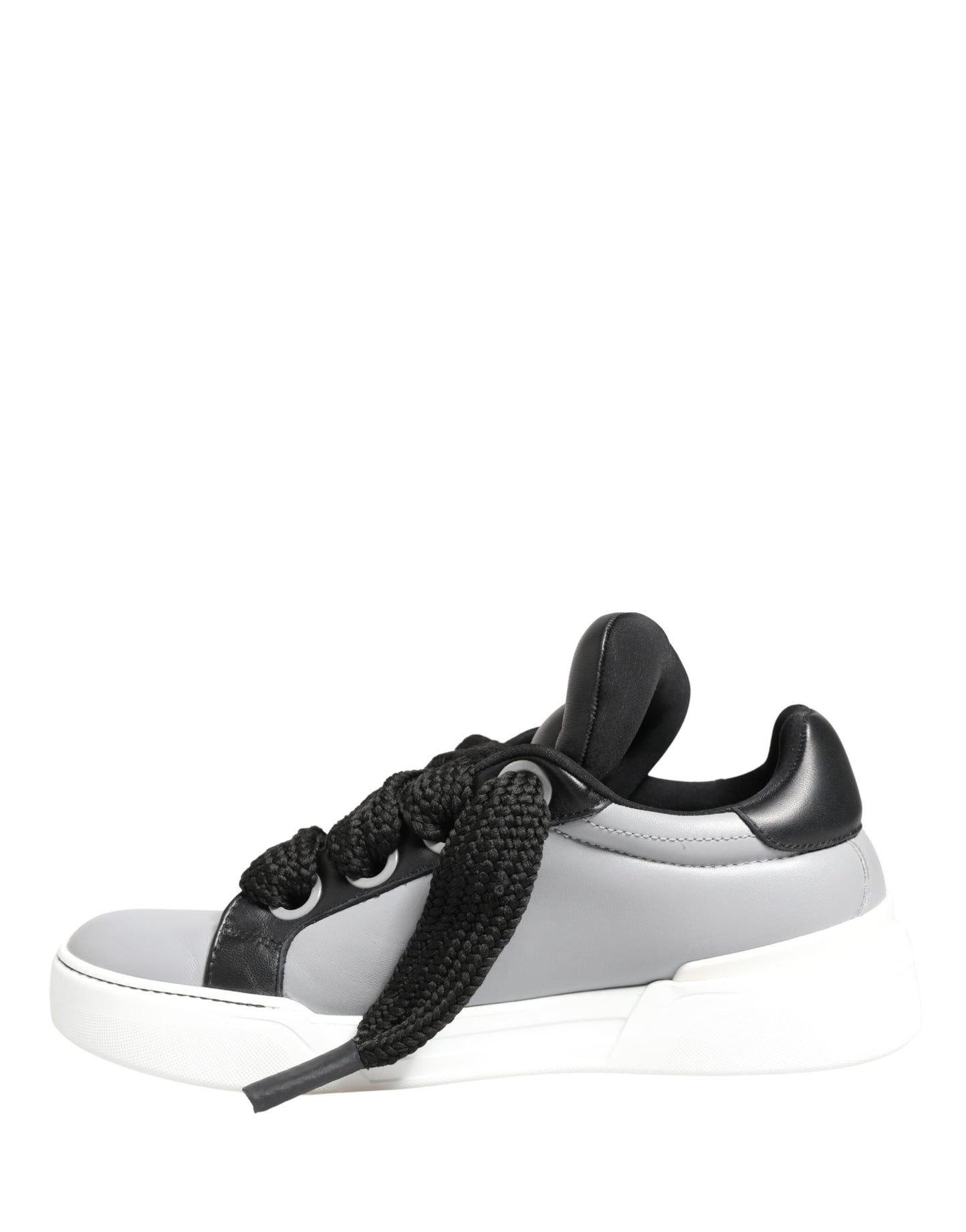 Dolce & Gabbana Gray Leather Low Top Lace Up Sneakers Shoes