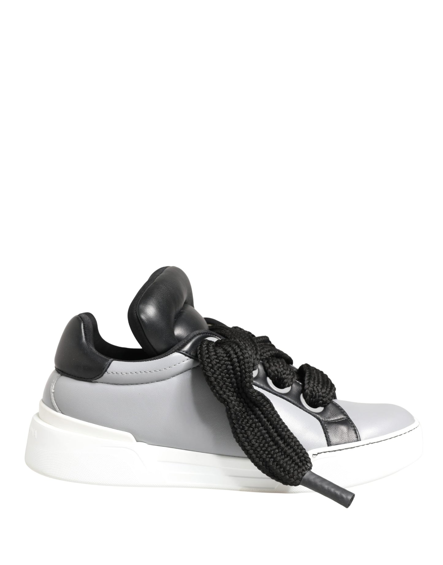 Dolce & Gabbana Gray Leather Low Top Lace Up Sneakers Shoes