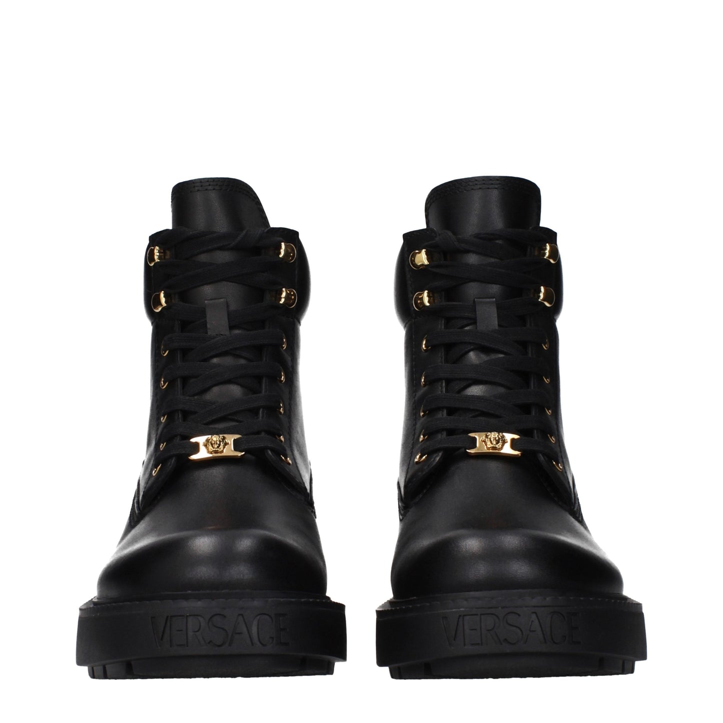Versace Black Leather Ankle Boots