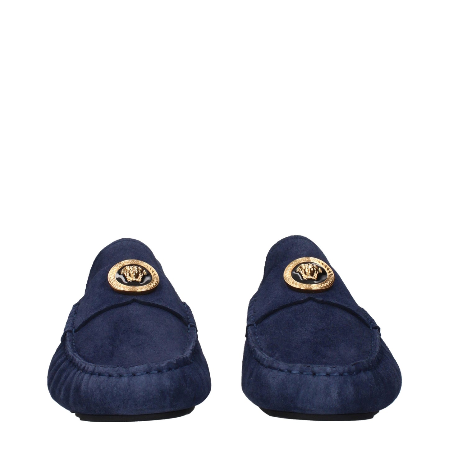 Versace Blue Leather Slip-On Loafers