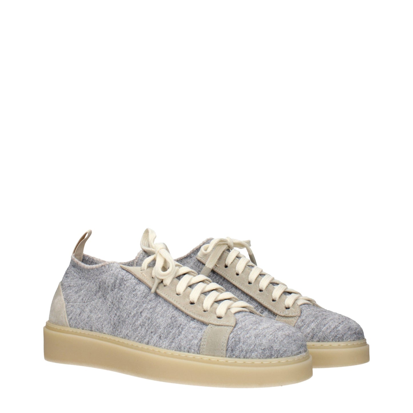 Eleventy Gray Fabric Low Top Sneakers
