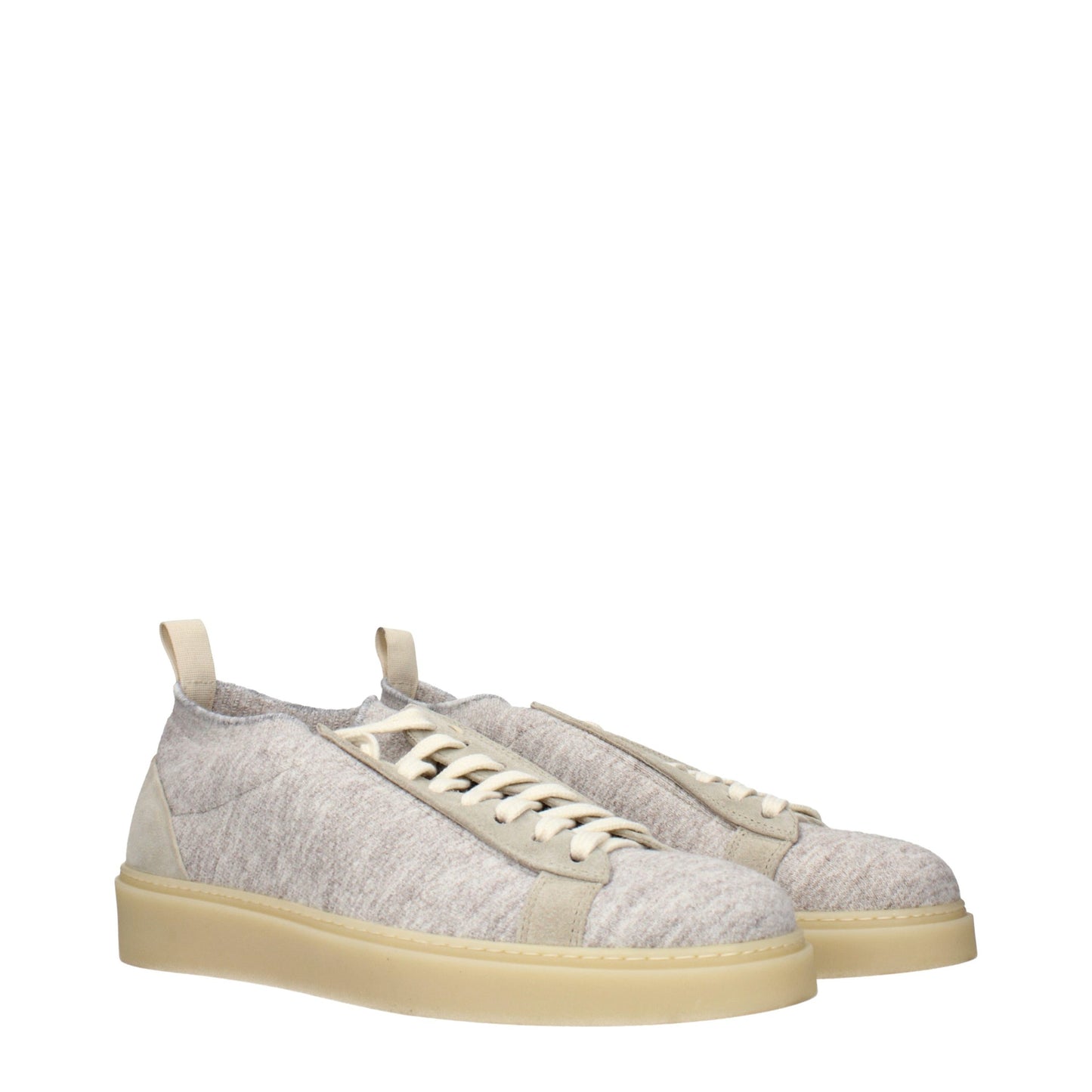 Eleventy Beige Fabric Low Top Sneakers