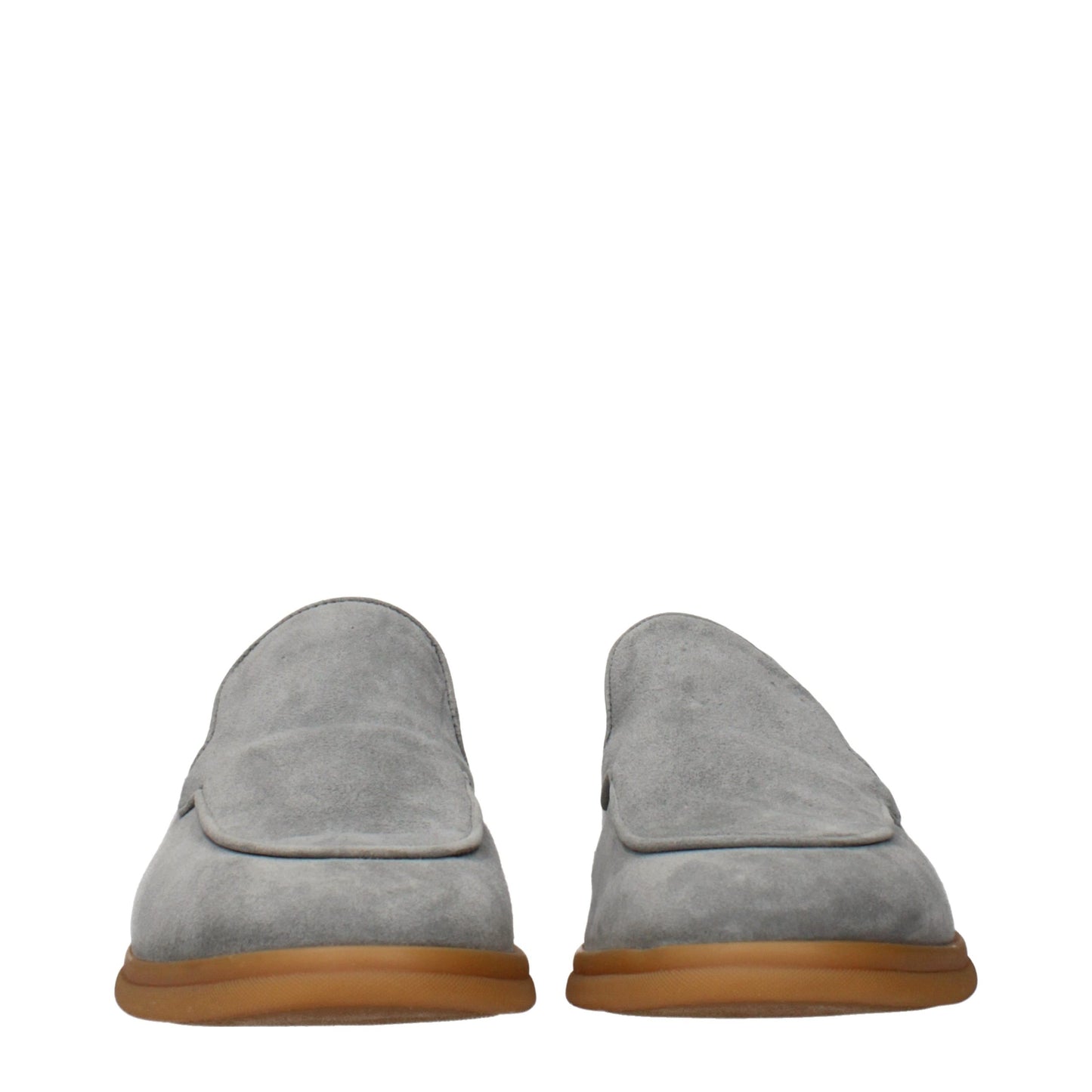 Eleventy Gray Leather Slip-On Loafers