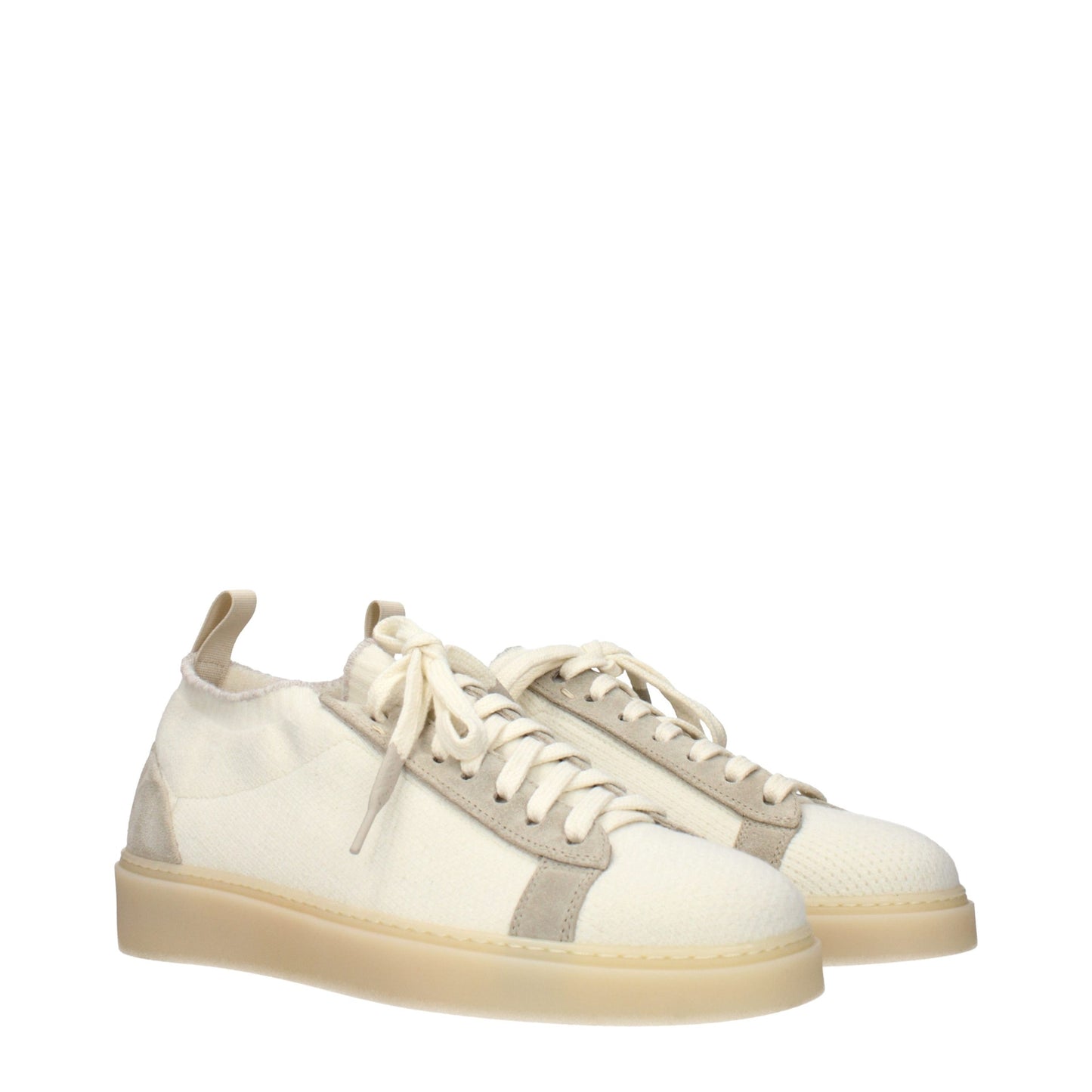 Eleventy Beige Fabric Low Top Sneakers