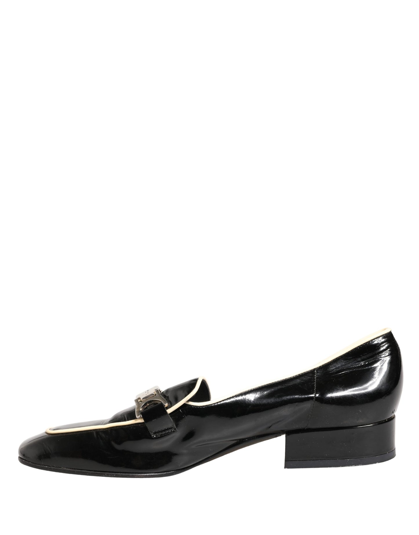 Dolce & Gabbana Black Patent Leather Logo Flats Loafers Shoes