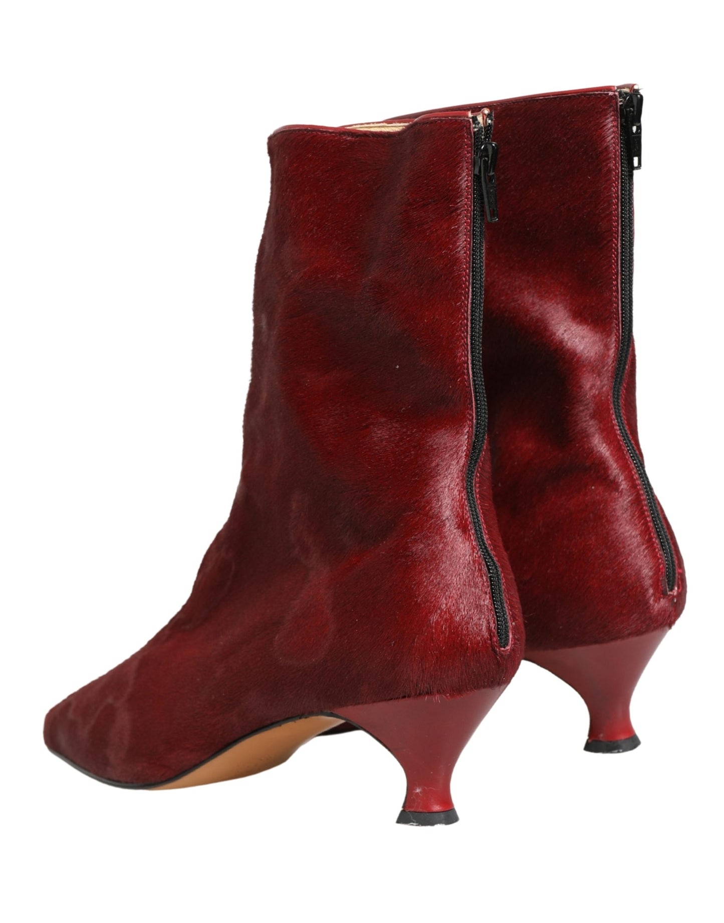 Dolce & Gabbana Burgundy Mid Calf Boots Shoes