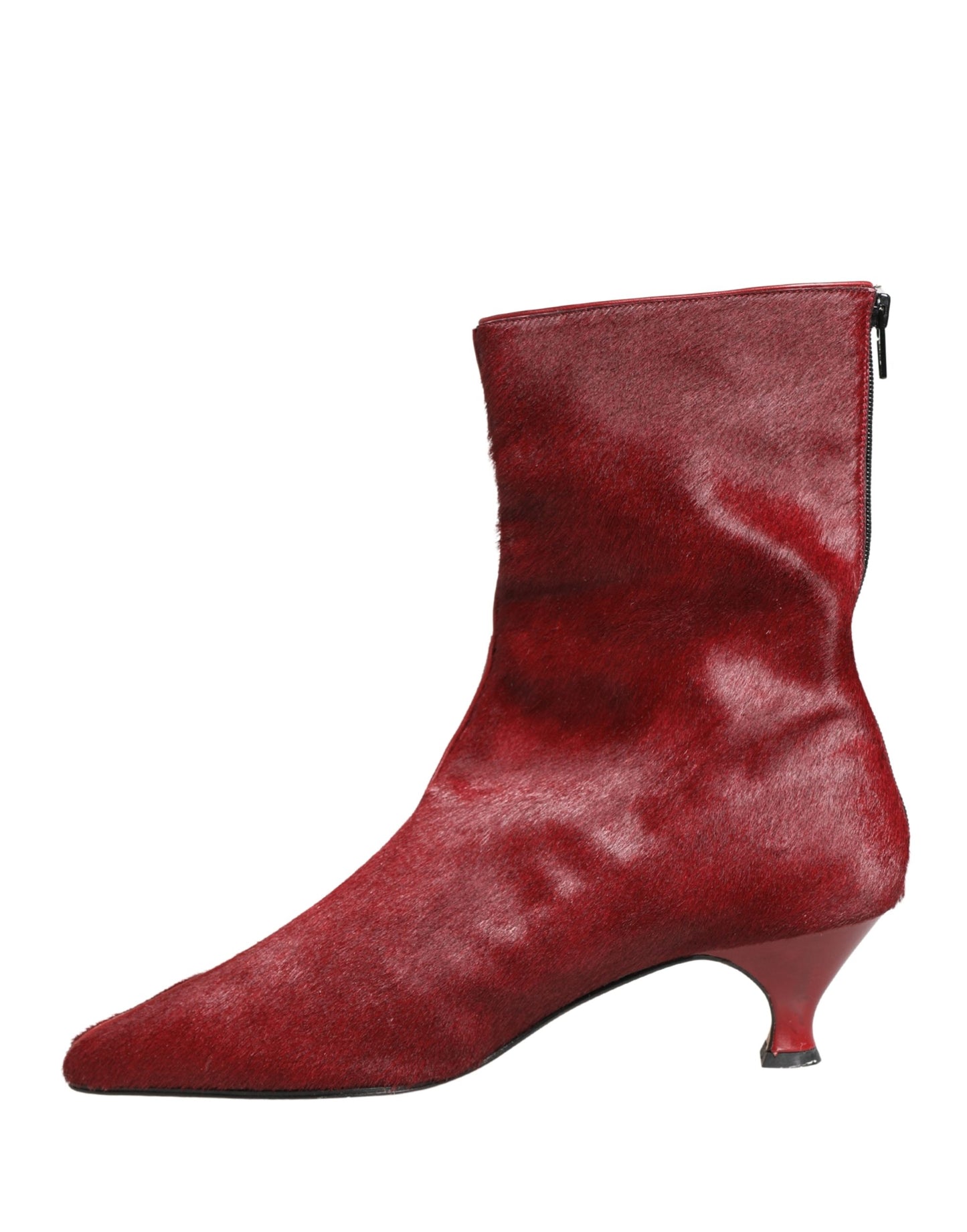 Dolce & Gabbana Burgundy Mid Calf Boots Shoes